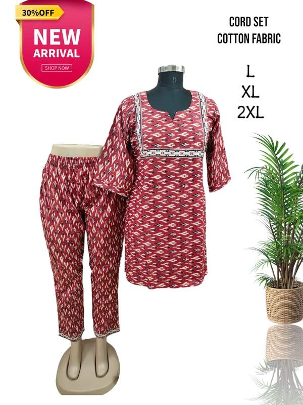 Twill Blue Women's Cotton Cord set CS41005 - 2XL, Red