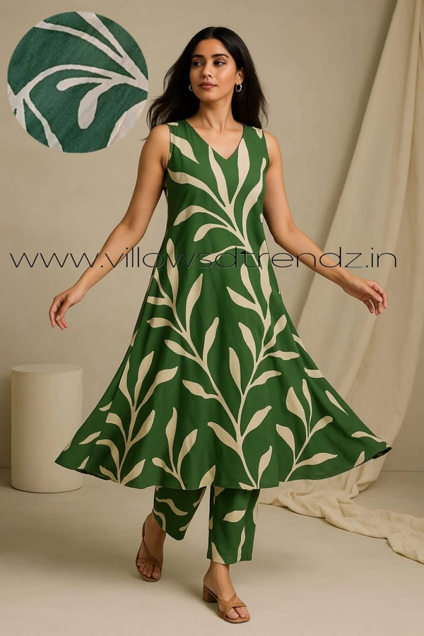 Twill Blue Women's Cotton Cord set | Green| CS410011 - M, Green