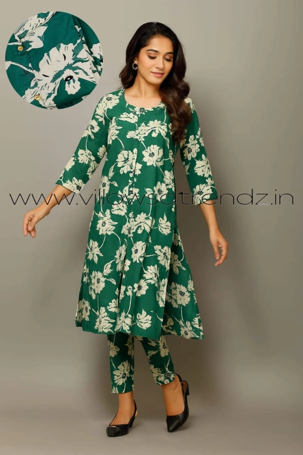Twill Blue Women's Cotton Cord set | Green | CS410055 - L, Green