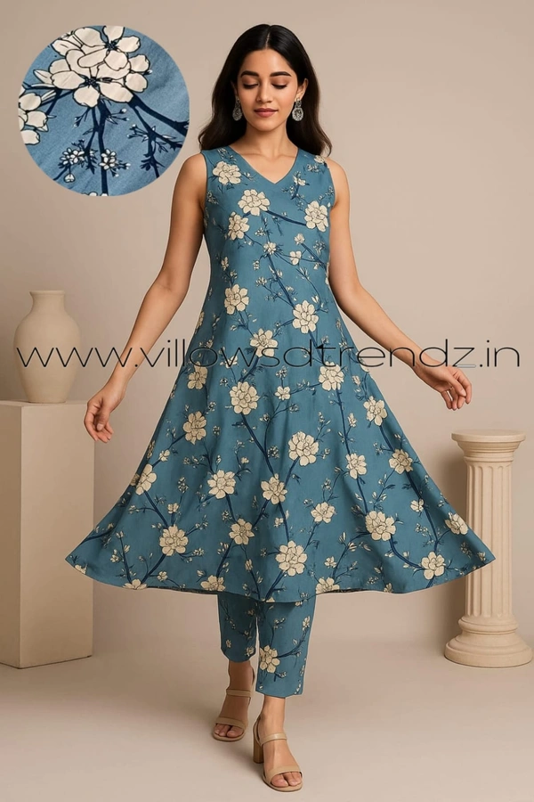 Twill Blue Women's Cotton Cord set | Light Blue| CS41004 - XL, Light Blue