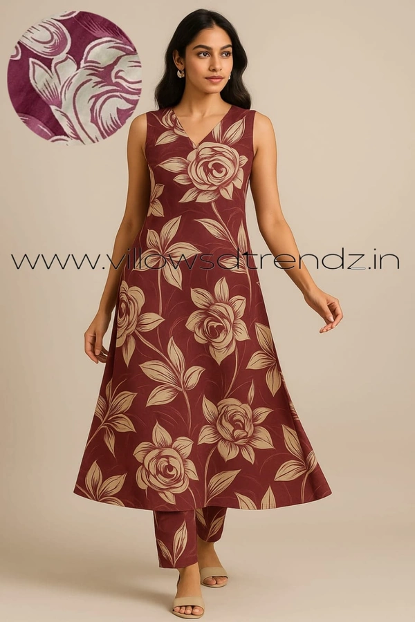 Twill Blue Women's Cotton Cord set | Maroon | CS41007 - 2XL, Maroon