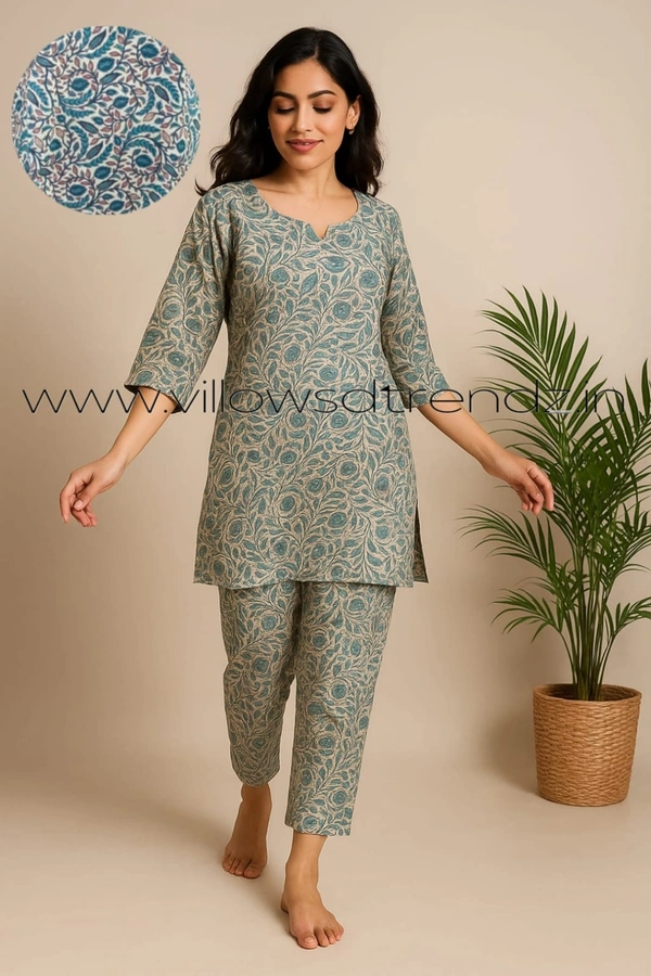 Twill Blue Women's Cotton Cord set | Rama Green | CS41004 - XL, Rama Green