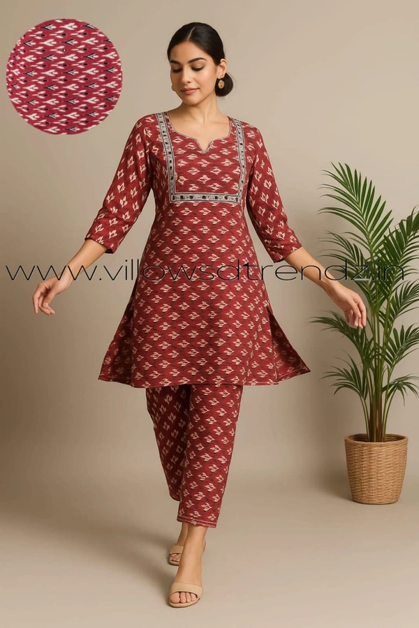 Twill Blue Women's Cotton Cord set | Red | CS41005 - XL, Red