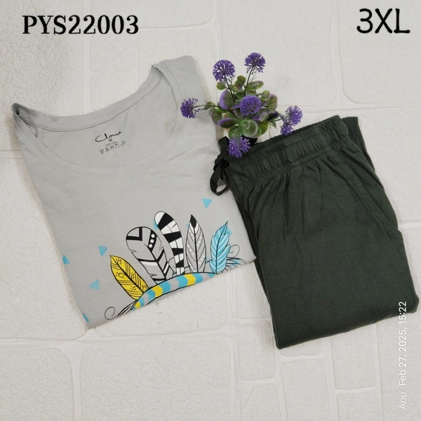 Ruthvi Ethnics Women's Pyjama Set PYS22003 - 3XL, Ash