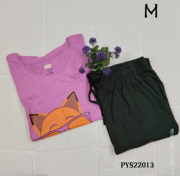 Ruthvi Ethnics Women's Pyjama Set PYS22012 - M, Lavender