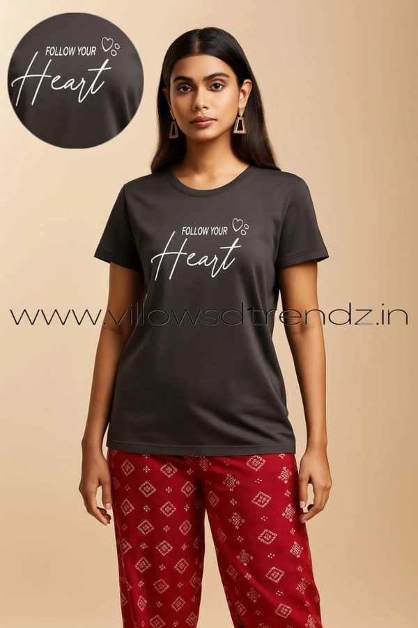 Ruthvi Ethnics Women's T-shirt|100% Cotton|  Black | TS80001 - 2XL, Black