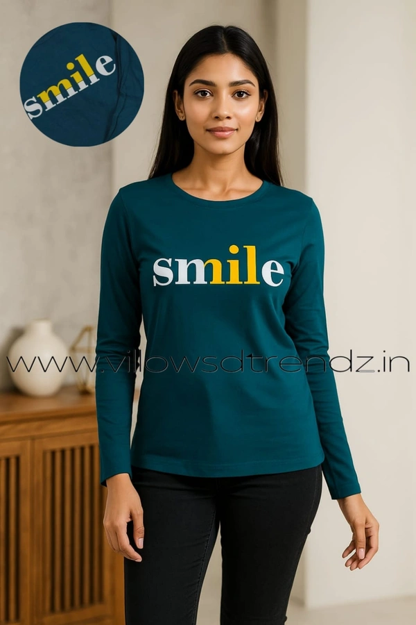 Ruthvi Ethnics Women's T-shirt|100% Cotton| Blue | TS80004 - L, Blue