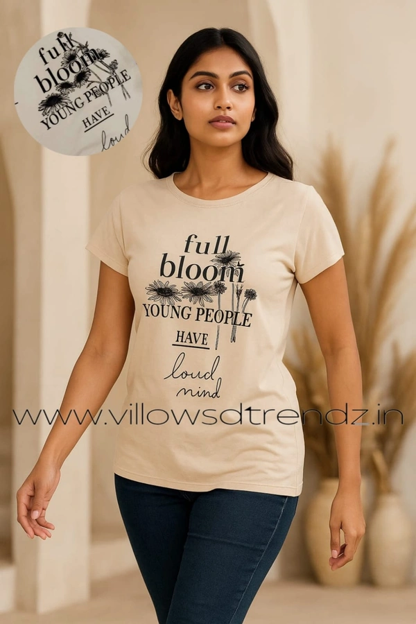 Ruthvi Ethnics Women's T-shirt|100% Cotton| Half White | TS80002 - S, Half White