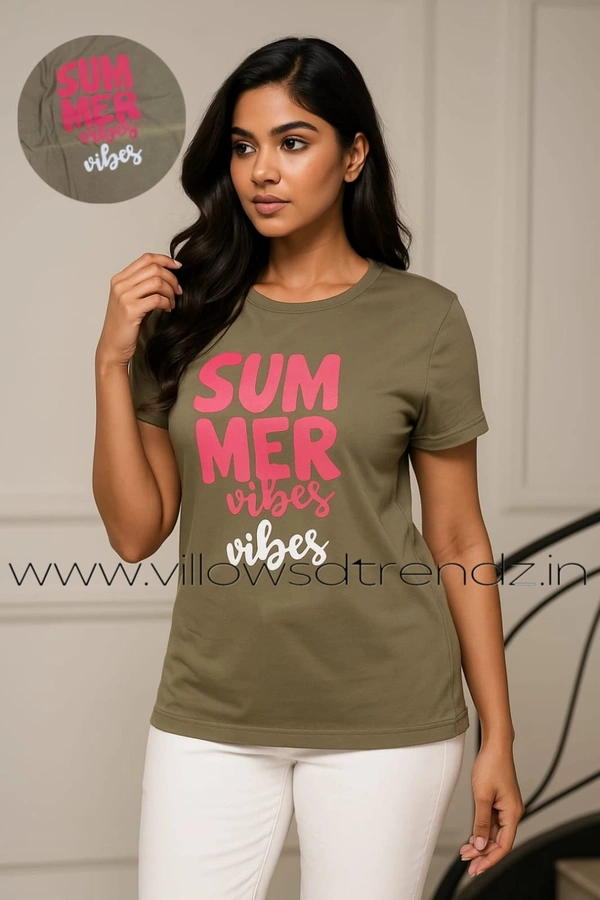 Ruthvi Ethnics Women's T-shirt|100% Cotton|  Light Brown | TS80008 - M, Light Brown