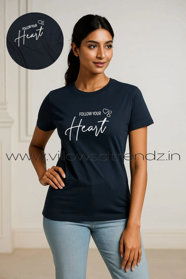 Ruthvi Ethnics Women's T-shirt|100% Cotton|  Navy blue | TS80005 - S, Navy Blue