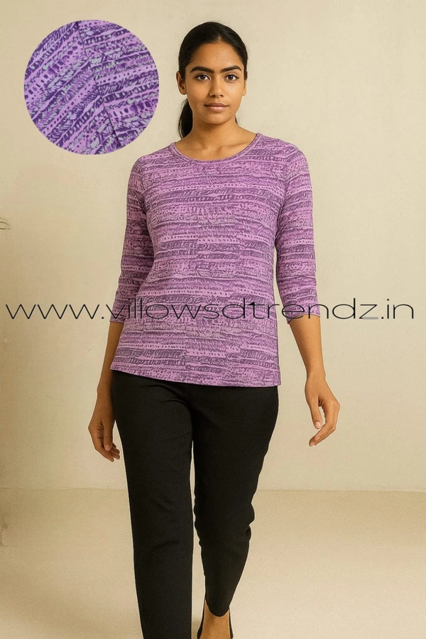 Ruthvi Ethnics Women's T-shirt|100% Cotton| Purple | TS95028 - XL, Purple
