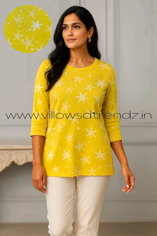 Ruthvi Ethnics Women's T-shirt|100% Cotton| Yellow | TS950016 - L, Yellow