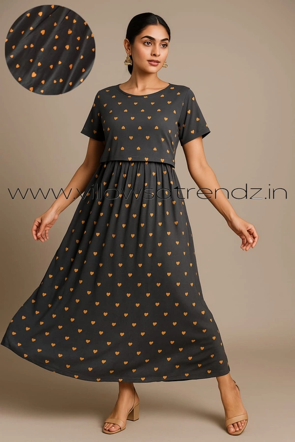 Smurf Finds Zipless Maternity Feeding Pull up gowns Wear | Black | MGF30007 - XL, Black