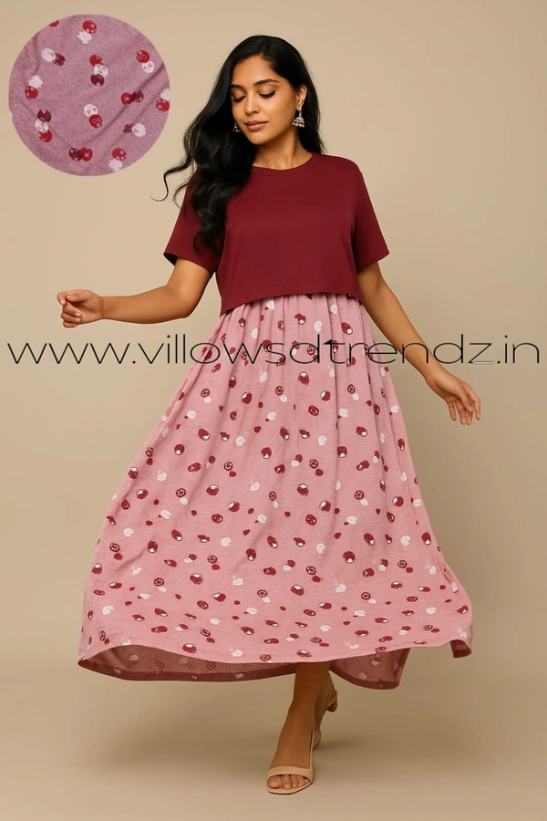 Smurf Finds Zipless Maternity Feeding Pull up gowns Wear | Pink | MGF30008 - XL, Pink