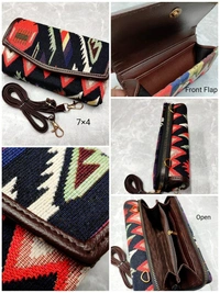 The Little Paw Jacquard Foldable Pocket Wallet Cum Sling For Women ( Green Tribal ) - 7*4 Inches, Japanese Laurel