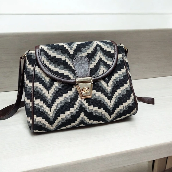 The Little Paw Turn Button Jacquard Sling Bag - 8.5*8 Inches