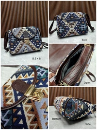 The Little Paw Turn Button Jacquard Sling Bag - 8.5*8 Inches
