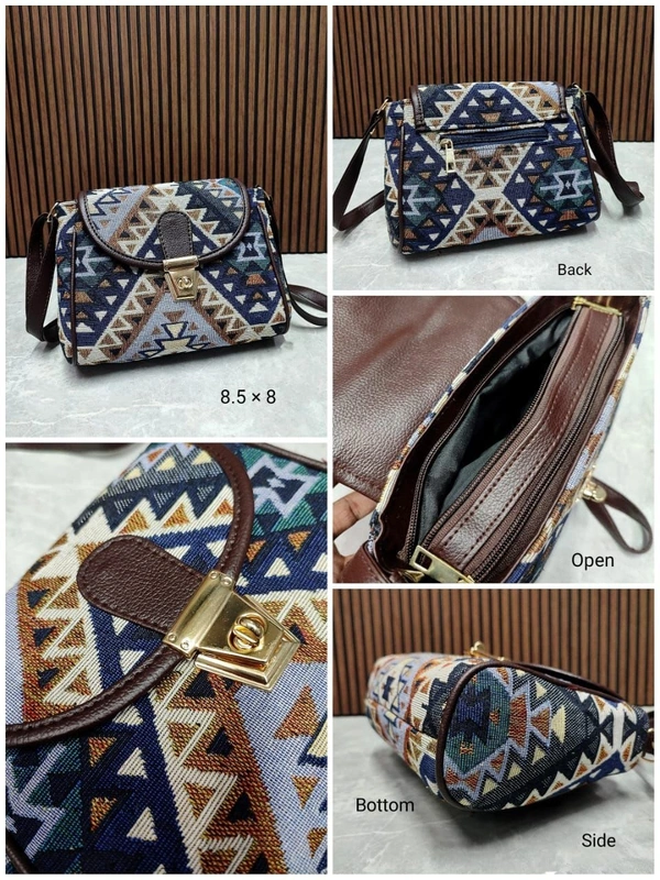 The Little Paw Turn Button Jacquard Sling Bag - 8.5*8 Inches