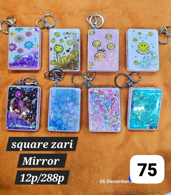 Mirror keychain with glitter water surface 12pc box