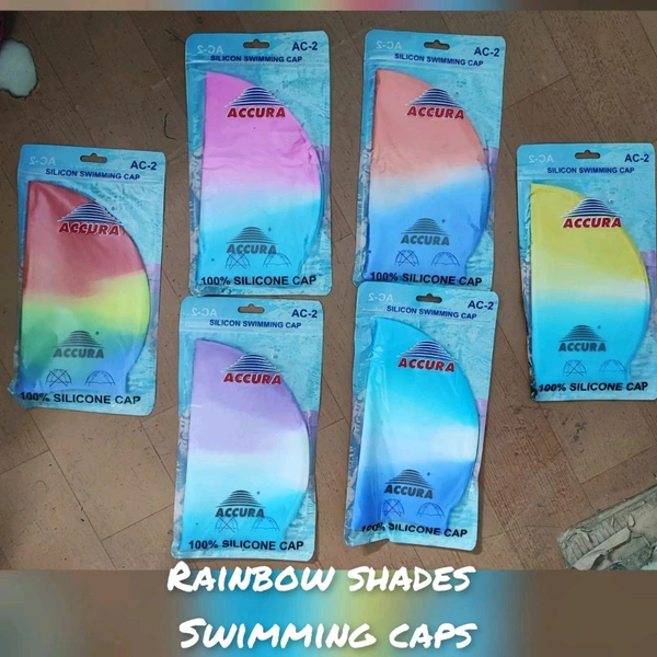Rainbow shades swimming caps