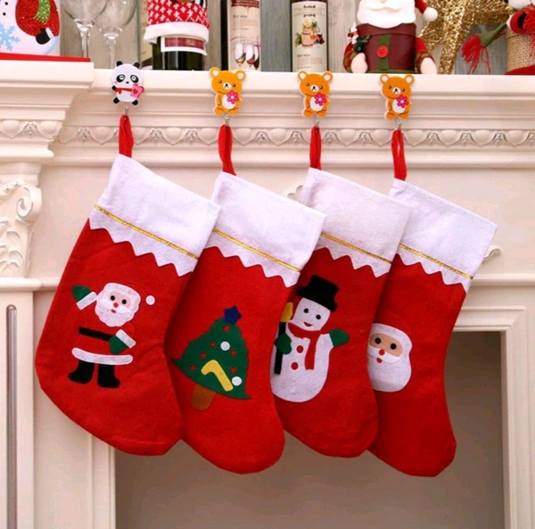 Christmas Socks Shape Potli (12pcs Pack) 