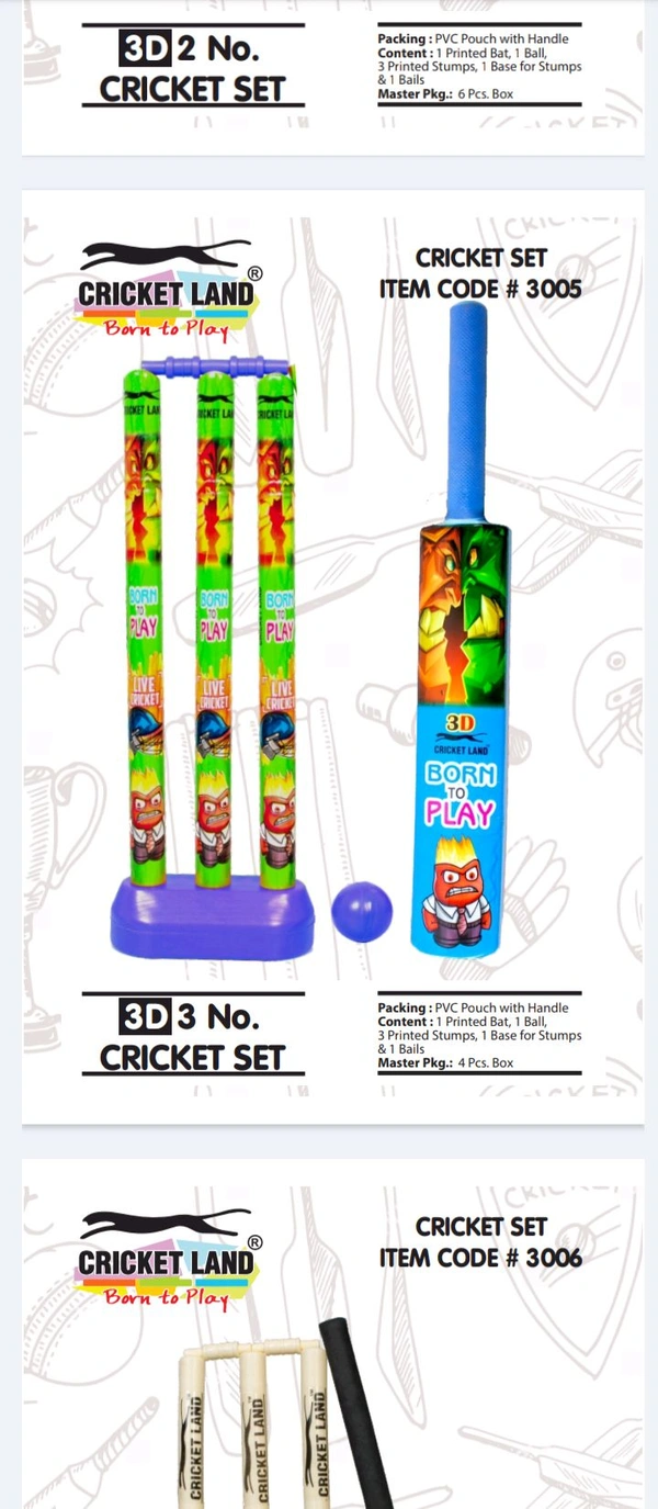 No 3 (3D) cricket set