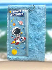 Fur notebook with transparent pouch 