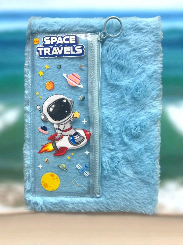 Fur notebook with transparent pouch 