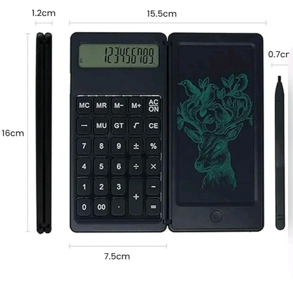 Calculator with writing tablet