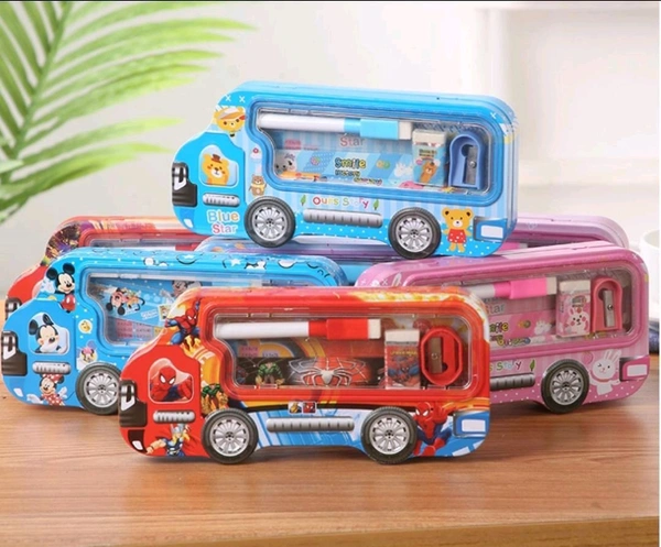 Bus shape pencil box with tool