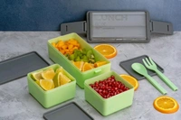 Double decker lunch box plastic