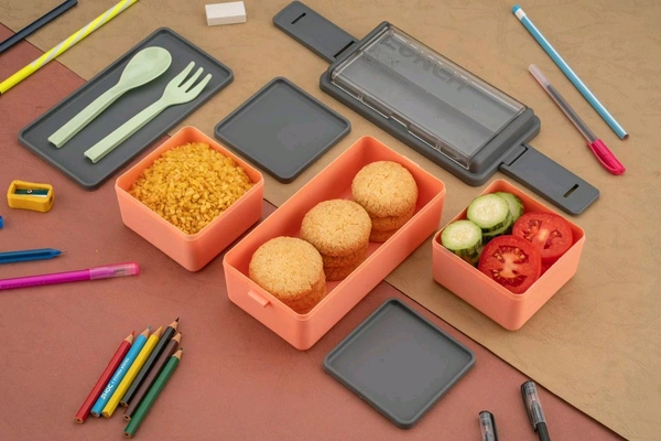 Double decker lunch box plastic