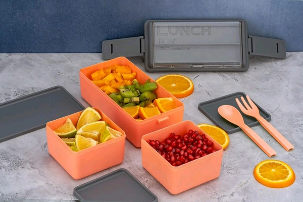 Double decker lunch box plastic