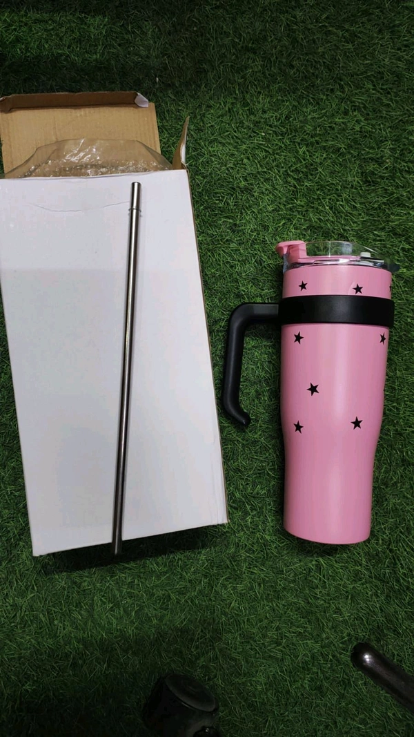 1200ml mug With steel straw  Star print

