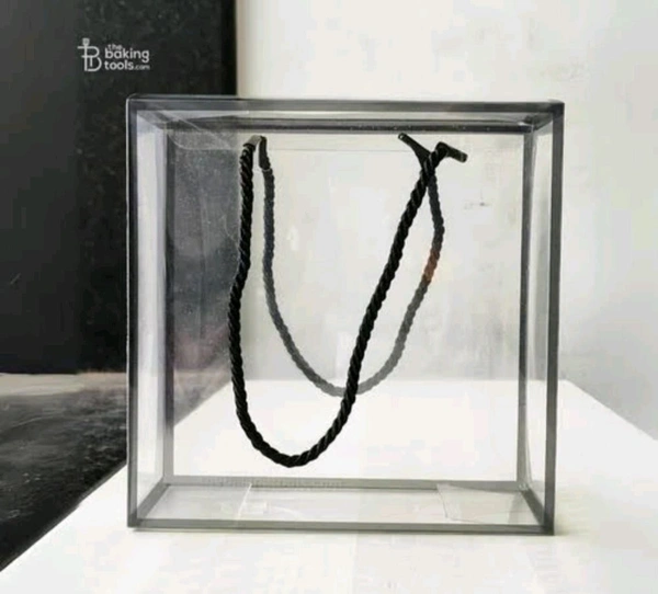 Gift bag PVC transparent Golden, black, white border 8x8 inches



