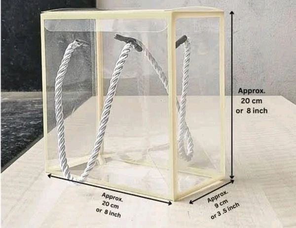 Gift bag PVC transparent Golden, black, white border 8x8 inches



