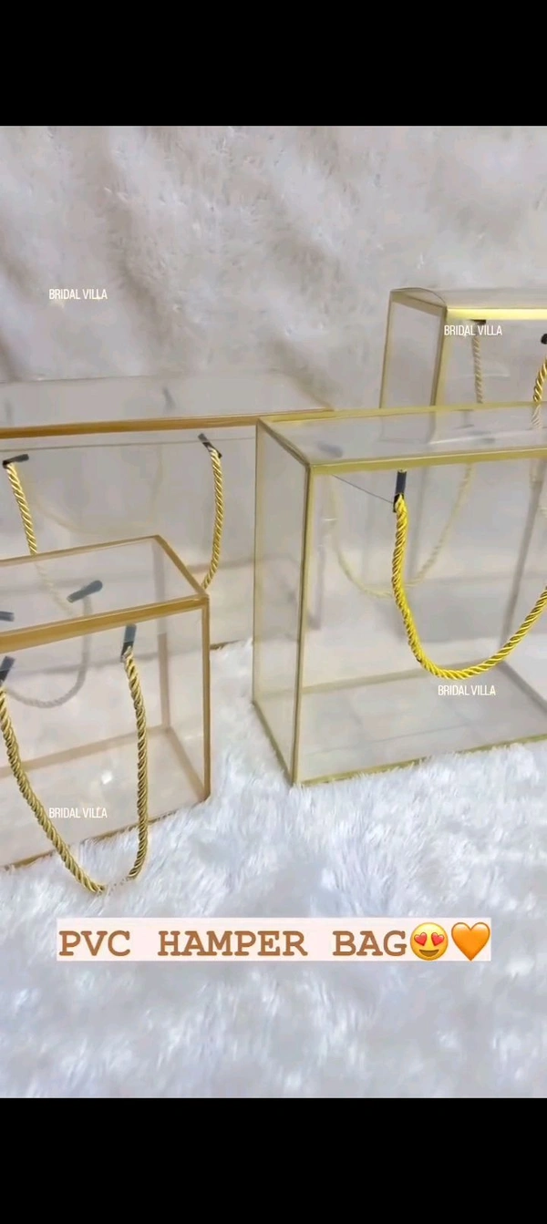 Gift bag PVC transparent Golden, black, white border 6x6 inches



