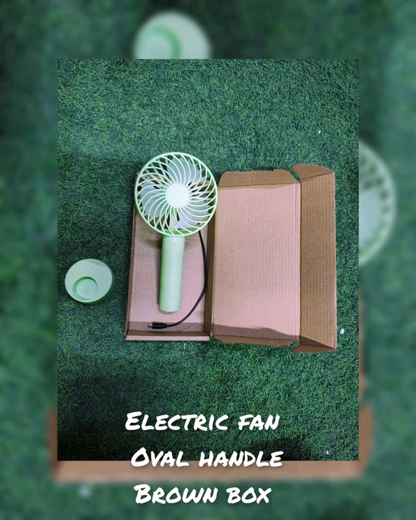 Oval handle electric fan brown box