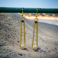 DebDebi Traditional Pearl Handmade Earrings - Golden