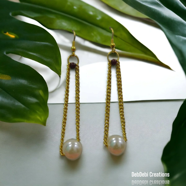 DebDebi Traditional Pearl Handmade Earrings - Golden