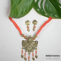 DebDebi Traditional Oxidised Metal Jewellery Set - Gold