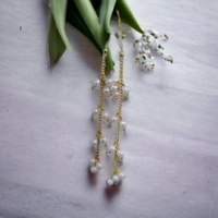 DebDebi Traditional Chain With White Beads Earrings