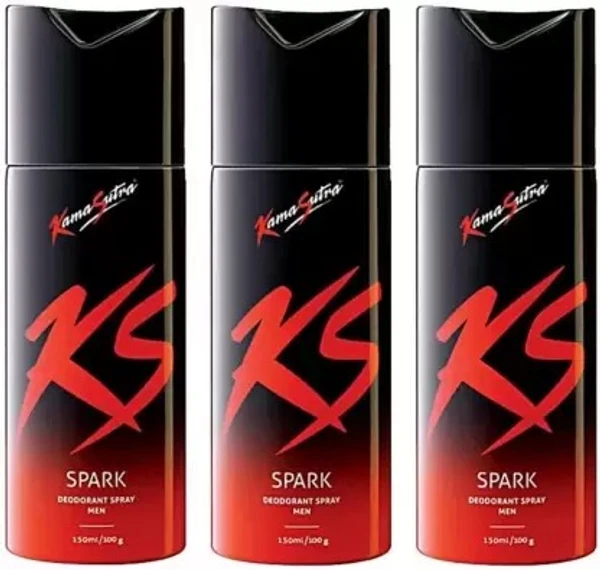 KS Spark (450 ml, Pack of 3) Deodorant Spray - For Men  (450 ml, Pack of 3)