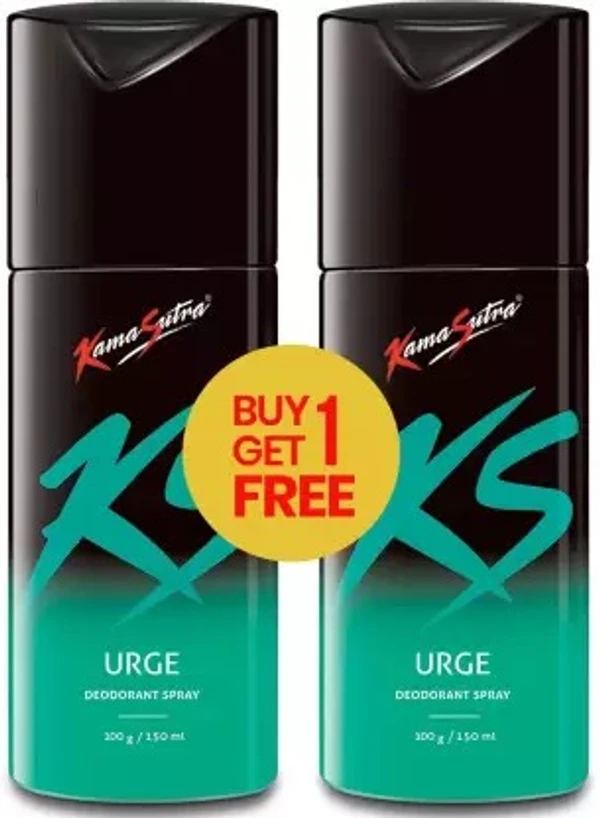 KS Urge Buy 1 Get 1 Deodorant Spray - For Men  (300 ml, Pack of 2)