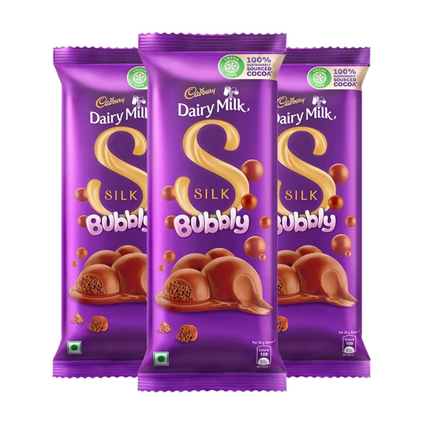 Cadbury Dairy Milk Slik Chocolate Bubbly Bars 50g*Pack of 3