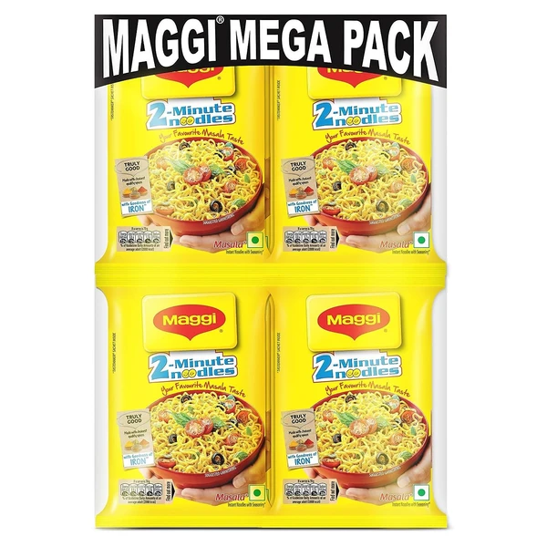 MAGGI 2-minute Instant Noodles, 840g (12 pouches x 70g each), Masala Noodles with Goodness of Iron, Made with Choicest Quality Spices, Favourite Masala Taste