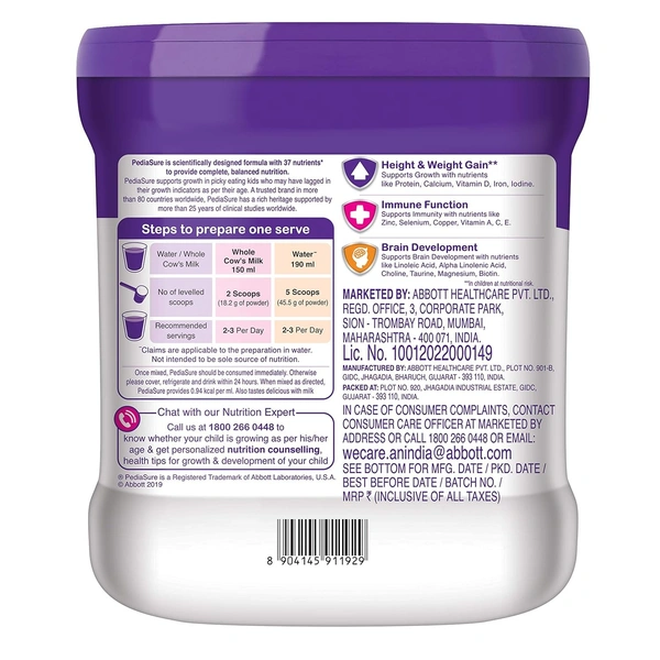 PediaSure Health and Nutrition Drink Powder for Kids Growth - 400g jar (Chocolate)
