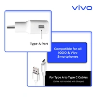 Vivo Original Power Adapter,Vivo QC Mobile Charger/Adapter (White) | 18W Wall Charger | BIS Certified Quick Charge| Compatible for Smartphones, TWS, Gaming Console, Power Banks