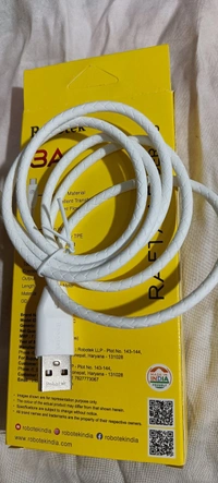 Robotak DC-109 Type-C Fast Cable 3Amp 5 Manth Warranty  - White