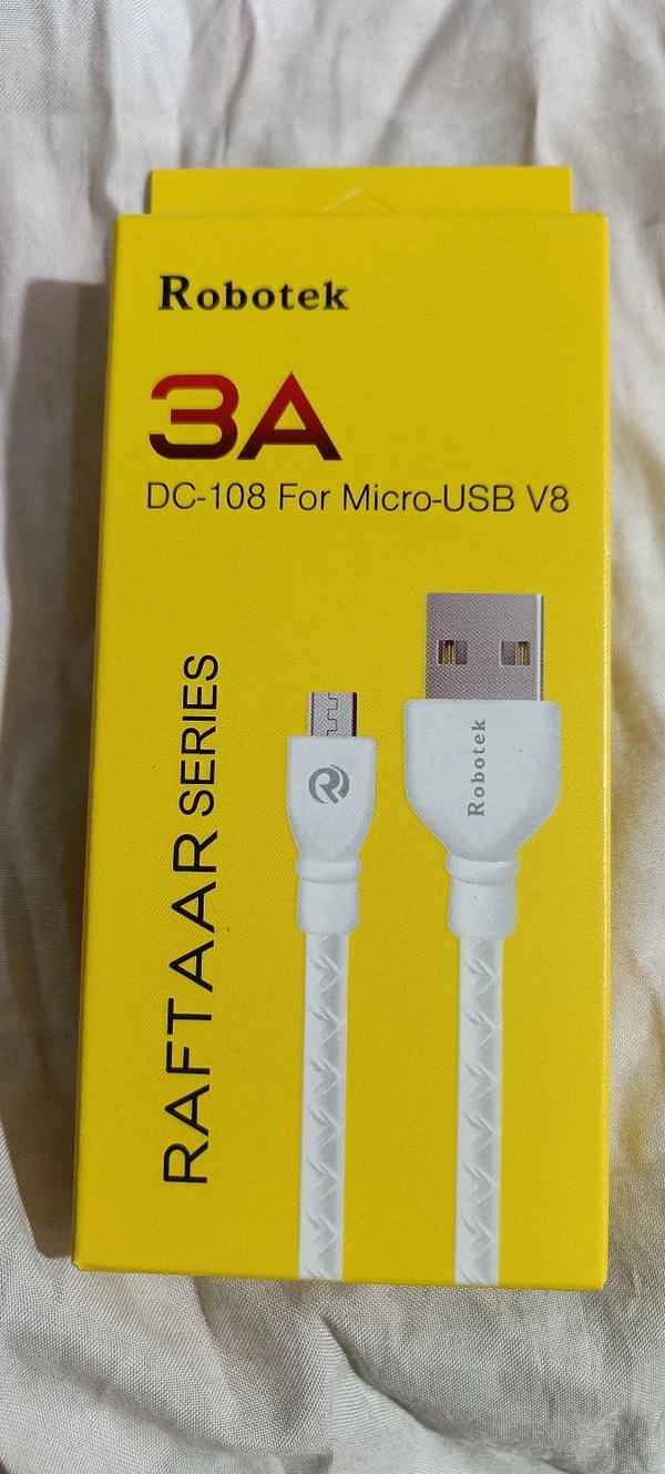 Robotak DC-108 USB V8 Fast Cable 3Amp 3manth Warranty  - White